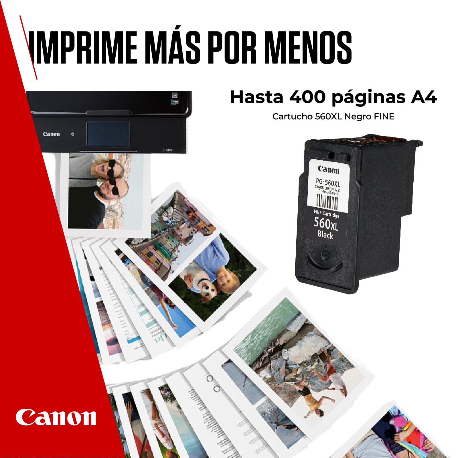 Cartucho de Tinta Negra de Alto Rendimiento Canon PG-560XL Original - Imprime hasta 400 Páginas A4 (1 Cartucho)