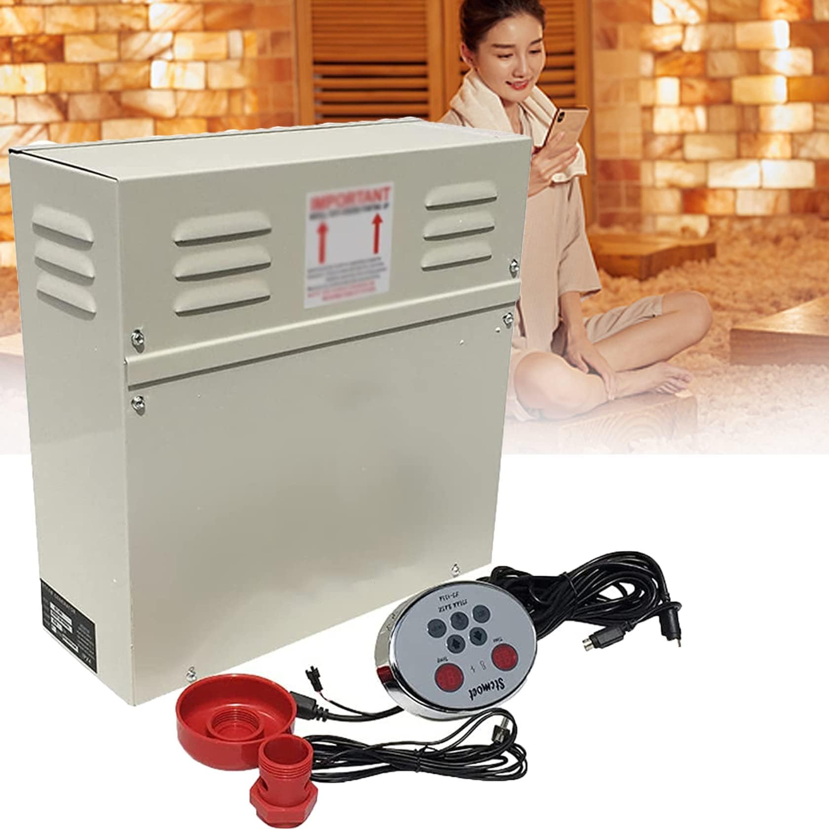 HUMNZR3KW-15KW Sauna Steam Generator, Bathroom Sauna Machine Steamer Spa Generator, Automatic drain function for quick heating shower/sauna/spa/hammam,12KW-380V