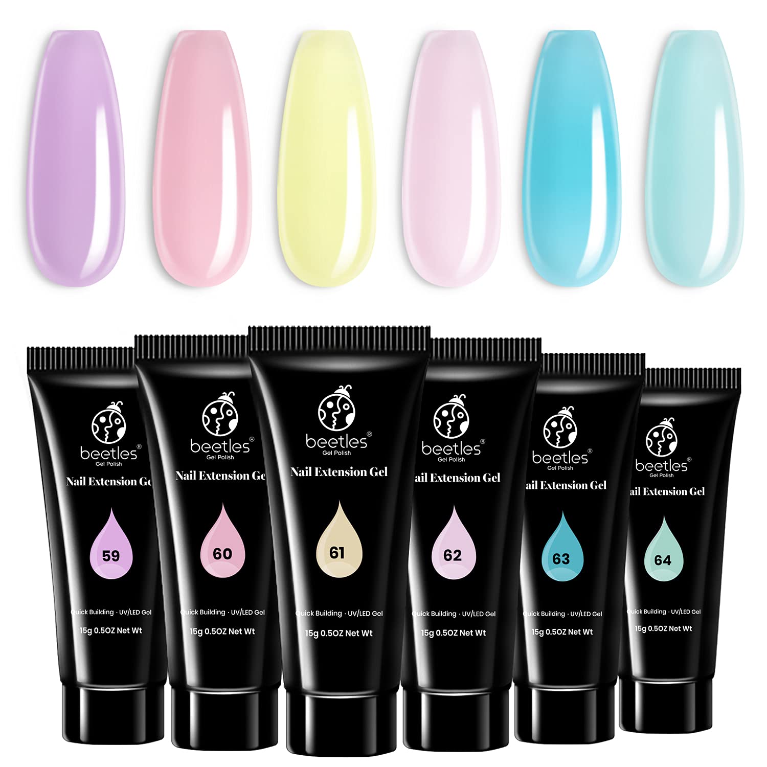 Buy Beetles Poly Nail Extension Gel Kit 6 Basic Colors Clear White Nail Builder Gel Pink Baby Blue Poly Nail Enhancement French Manicure Kit Trial Nail Art Design Easy Diy Salon Nail