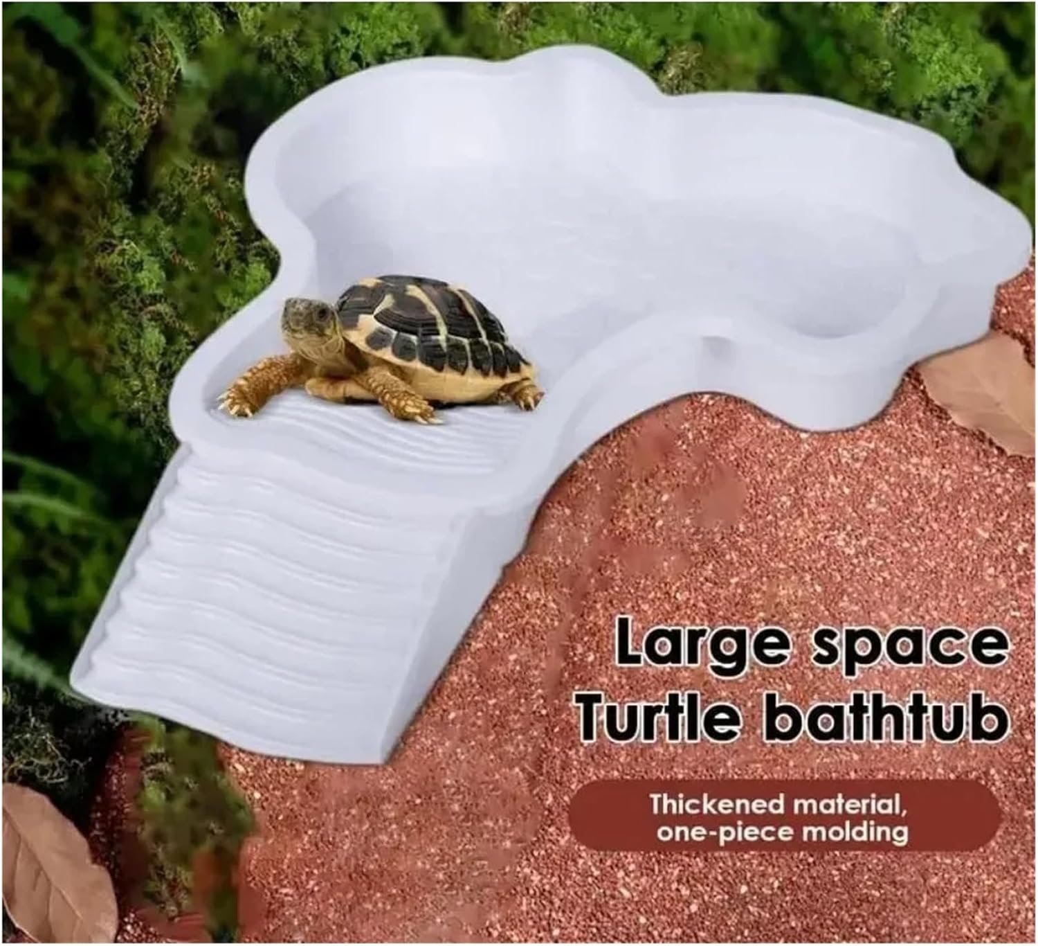 CDY Turtles Bathing Pool Water Bowl with Slip Proof 35x28.50cm Friendly Habitat with Steps for Reptiles Resting and Soaking(Yellow)