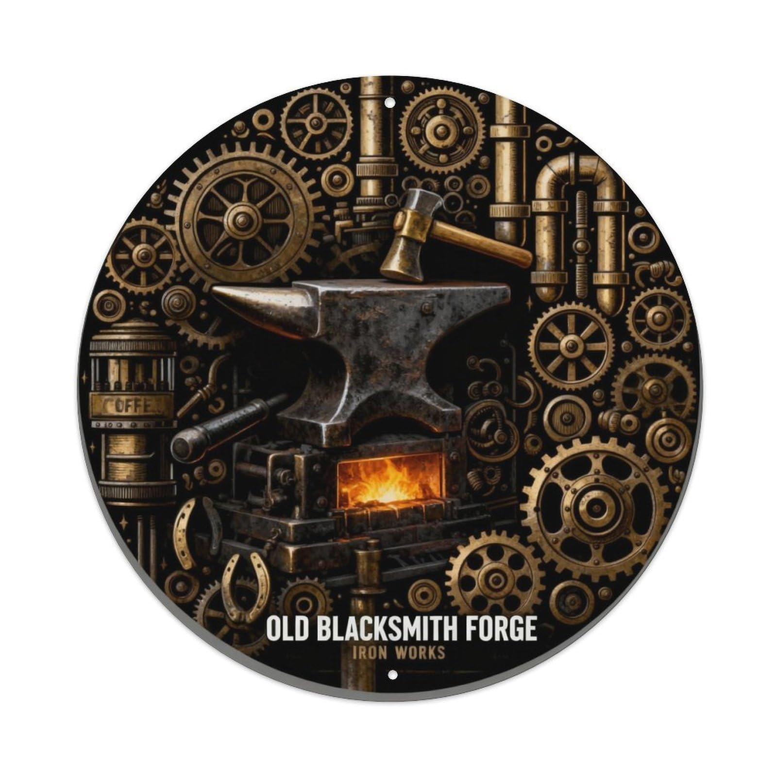 OLD BLACKSMITH FORGE Metal Tin Sign Plaque