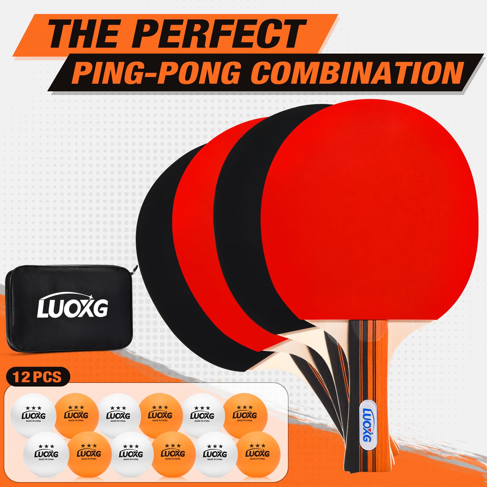 Juego de 4 palas de ping pong, palas y pelotas de ping pong, juego de raquetas de tenis de mesa adecuadas para juegos en interiores y exteriores, juegos familiares 4