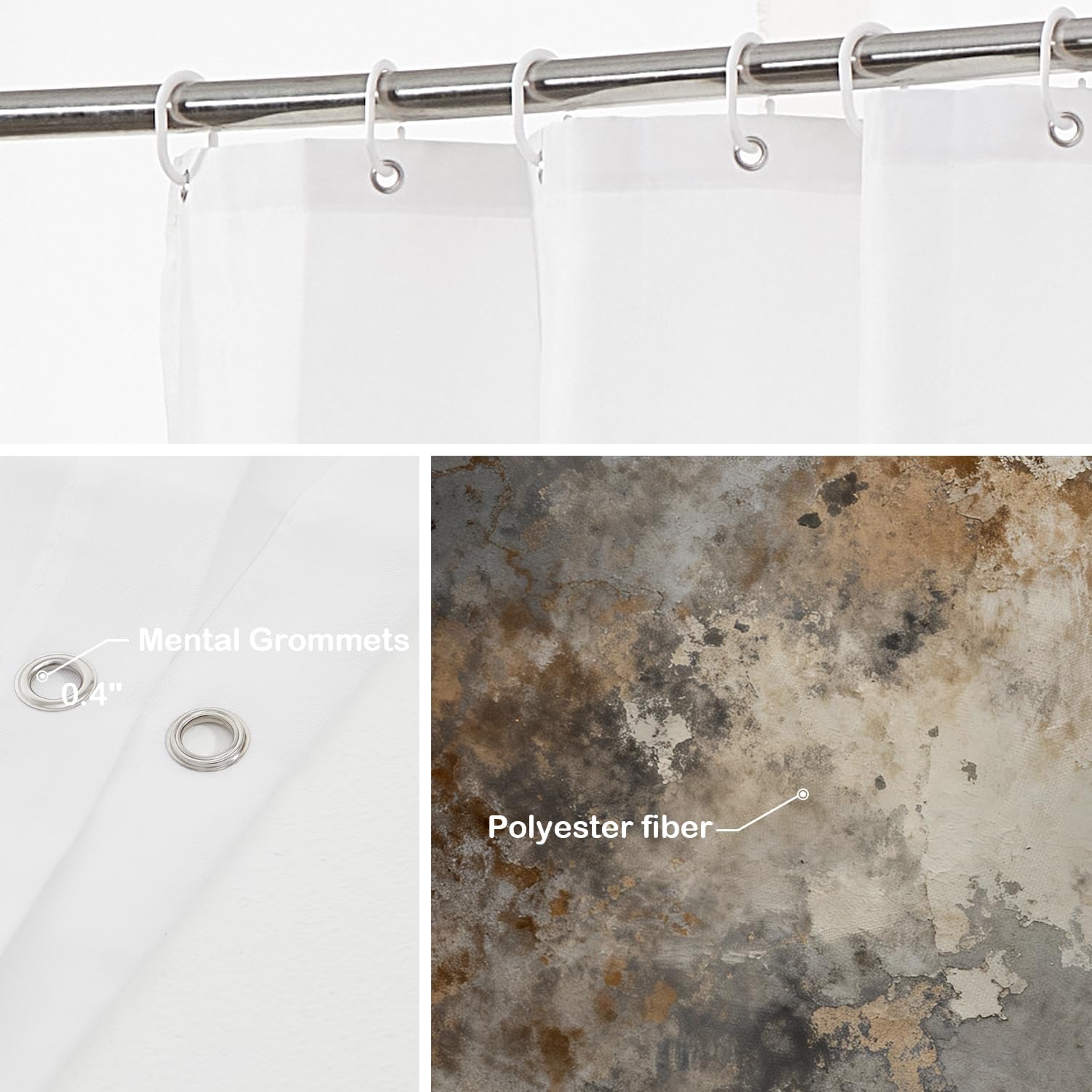 Batmerry Art Abstract Beige Black Decorative Shower Curtain, Art Abstract Monochrome Acrylic Beige Black Grey Brown Shower Curtain Long Wide with Rust Proof for Bathroom Bathtub Waterproof Washable