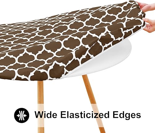 Miniatura 27 de Smiry - Mantel redondo de vinilo ajustable con bordes elásticos y parte trasera de franela, mantel de vinilo impermeable, lavable, diseño enrejado