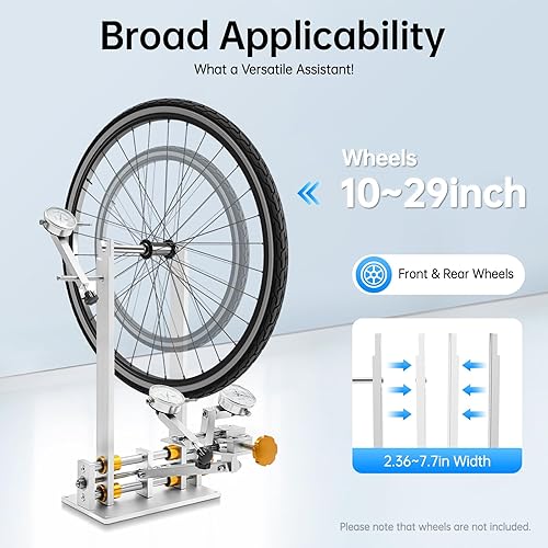 Miniatura 5 de Soporte de rueda de bicicleta, soporte profesional de reparación de ruedas de bicicleta plegable para ruedas de 10 a 29 pulgadas, ancho de llanta