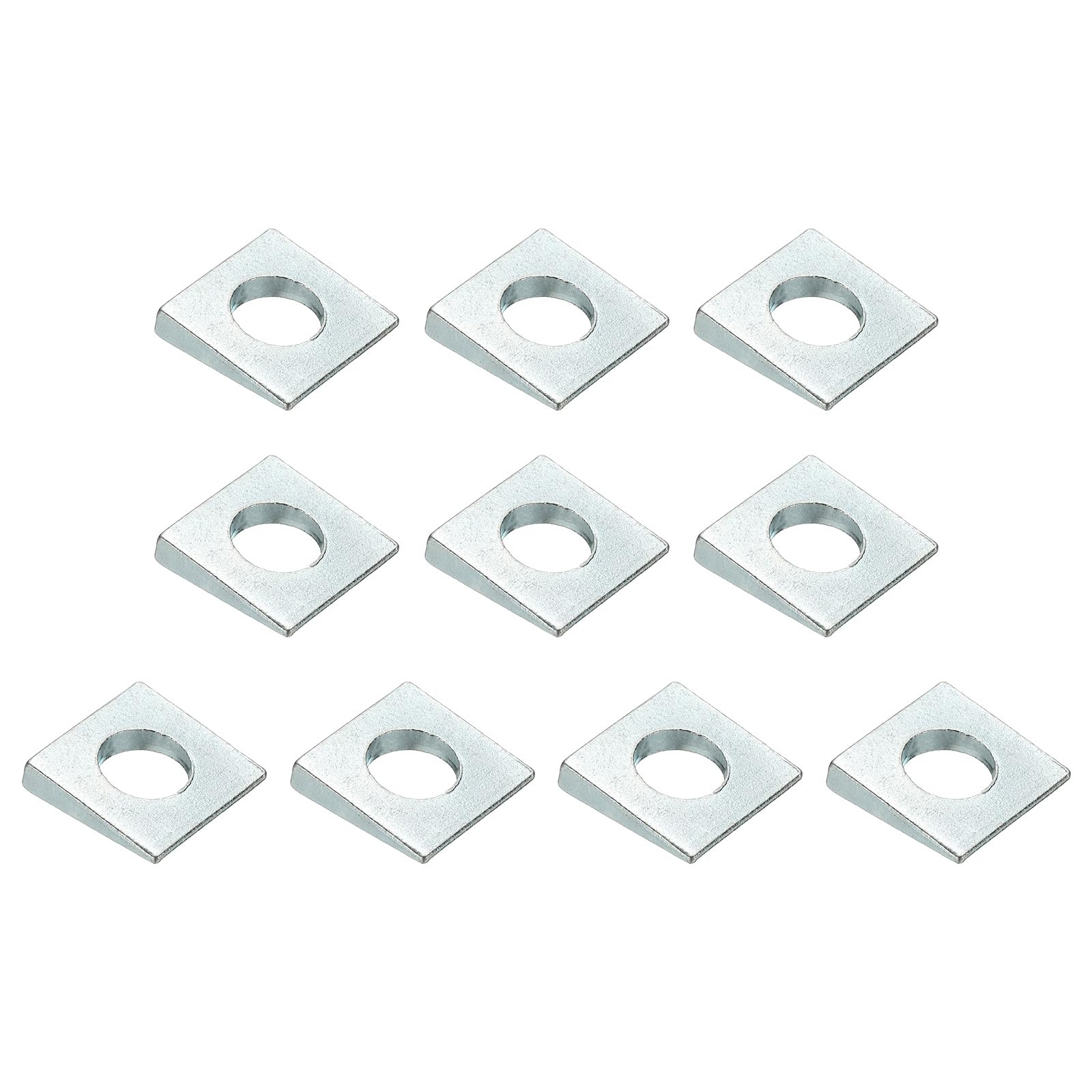 PATIKIL 10pcs Beveled Square Washers, M16x35mm Square Beveled Washers Bearing Strut Plate Flat Pad Spacer Carbon Steel for 16mm Bolts Wedge Shim Leveling Fastener Nut Bolt Gasket, Silver
