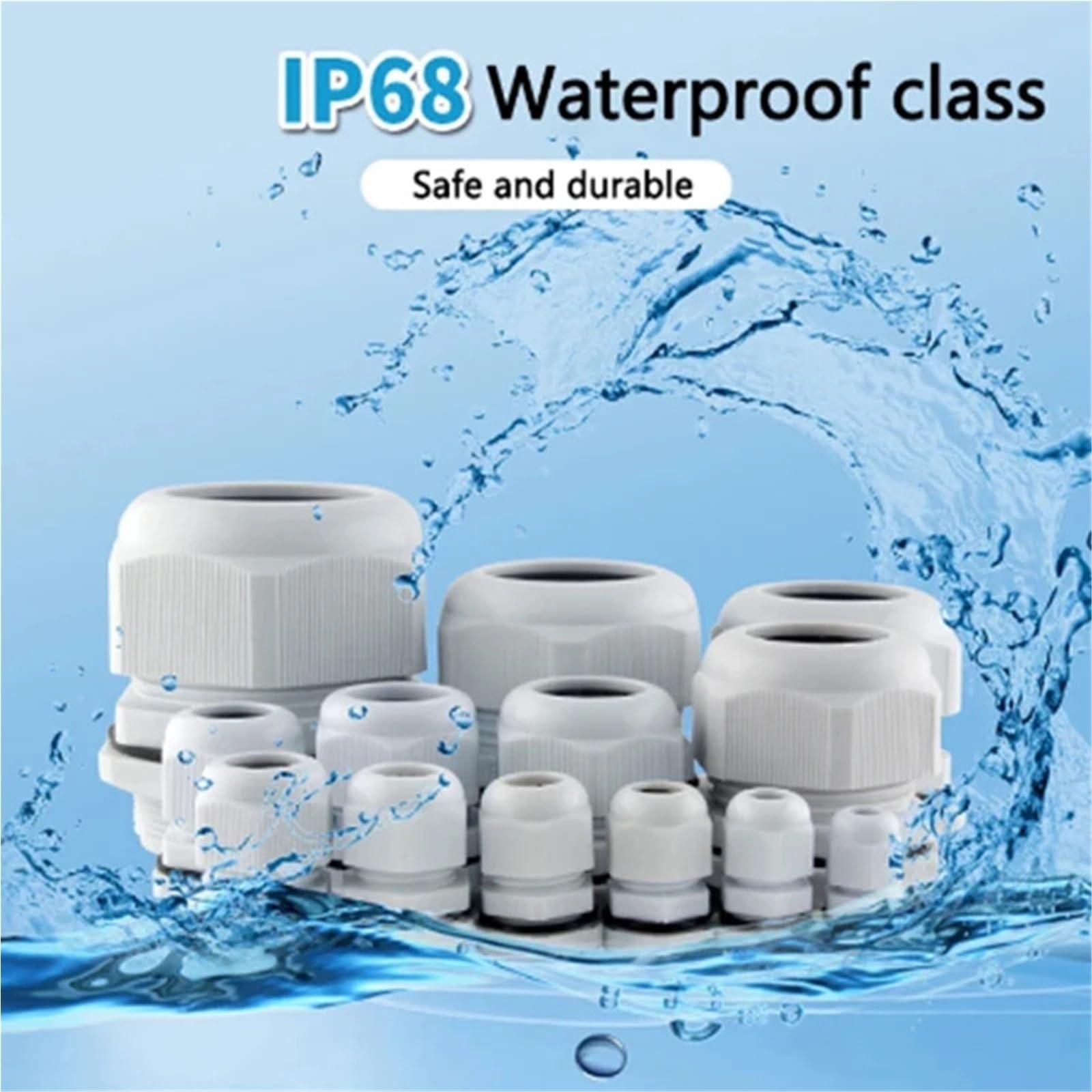 Prensaestopas impermeables 100 piezas PG7-PG36 para entrada de cable IP68, junta de conector de plástico de nailon blanco impermeable (M28 (13-17 mm)