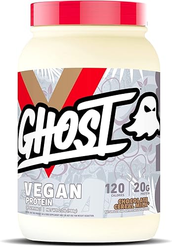 Miniatura 1 de GHOST Proteína vegana en polvo, leche de cereales de chocolate, 2 libras, 0.71oz de proteína, guisante a base de plantas y proteína de calabaza