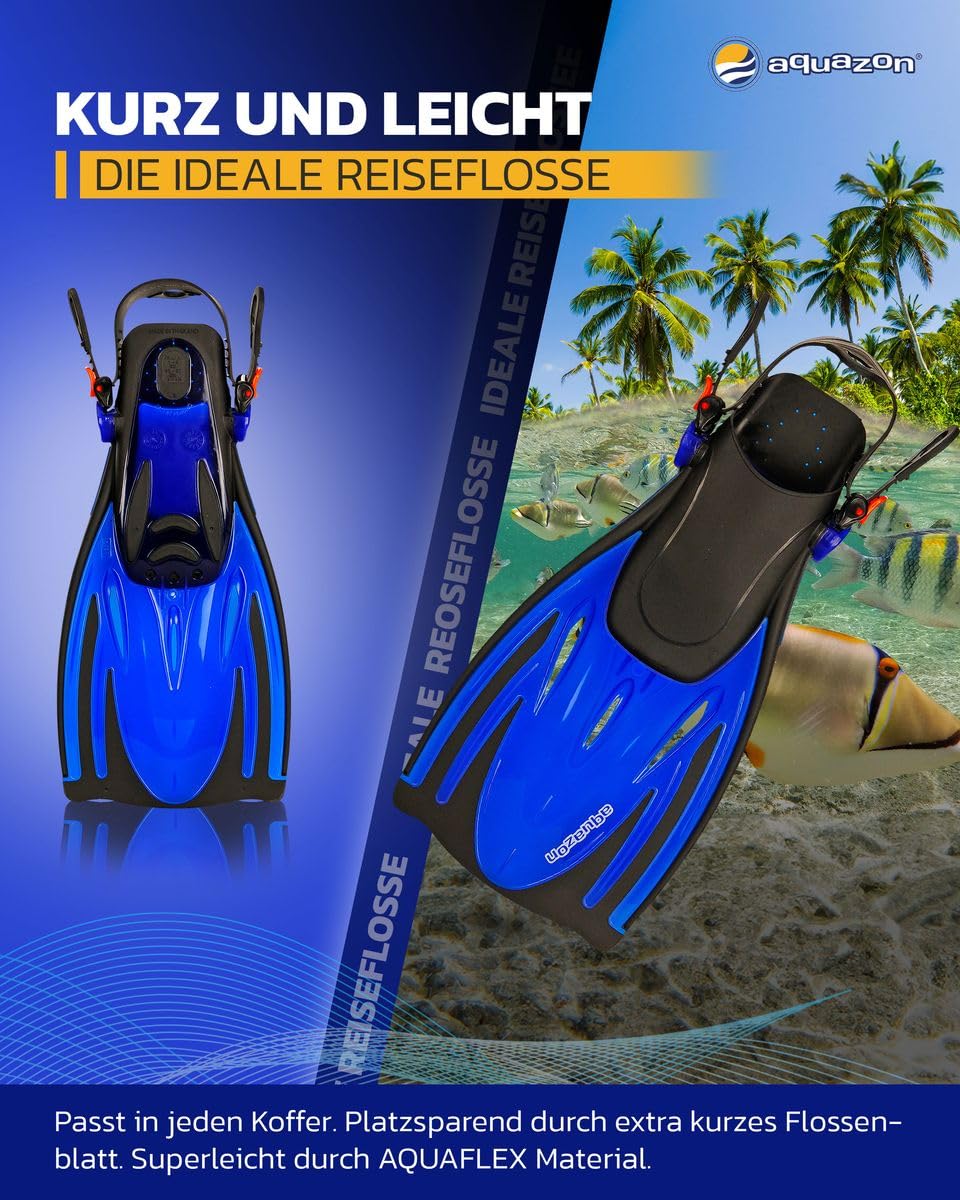 AQUAZON Alicante Verstellbare Flossen, Schnorchelflossen, Taucherflossen, Schwimmflossen für Kinder und Erwachsene zum Schnorcheln, Schwimmen