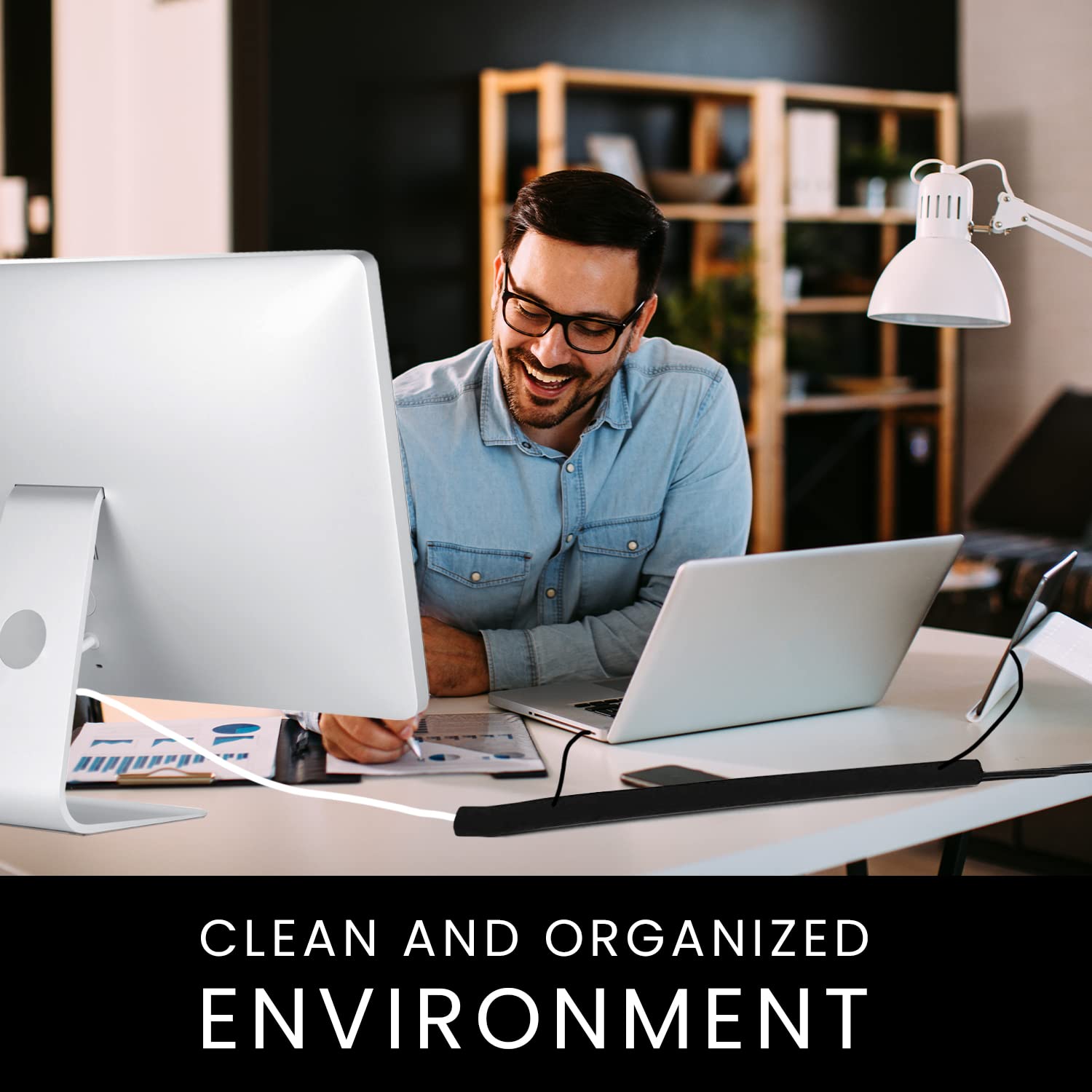 {4} Cable Management Sleeves Wire Organizer Cable Sleeves and Wrapper