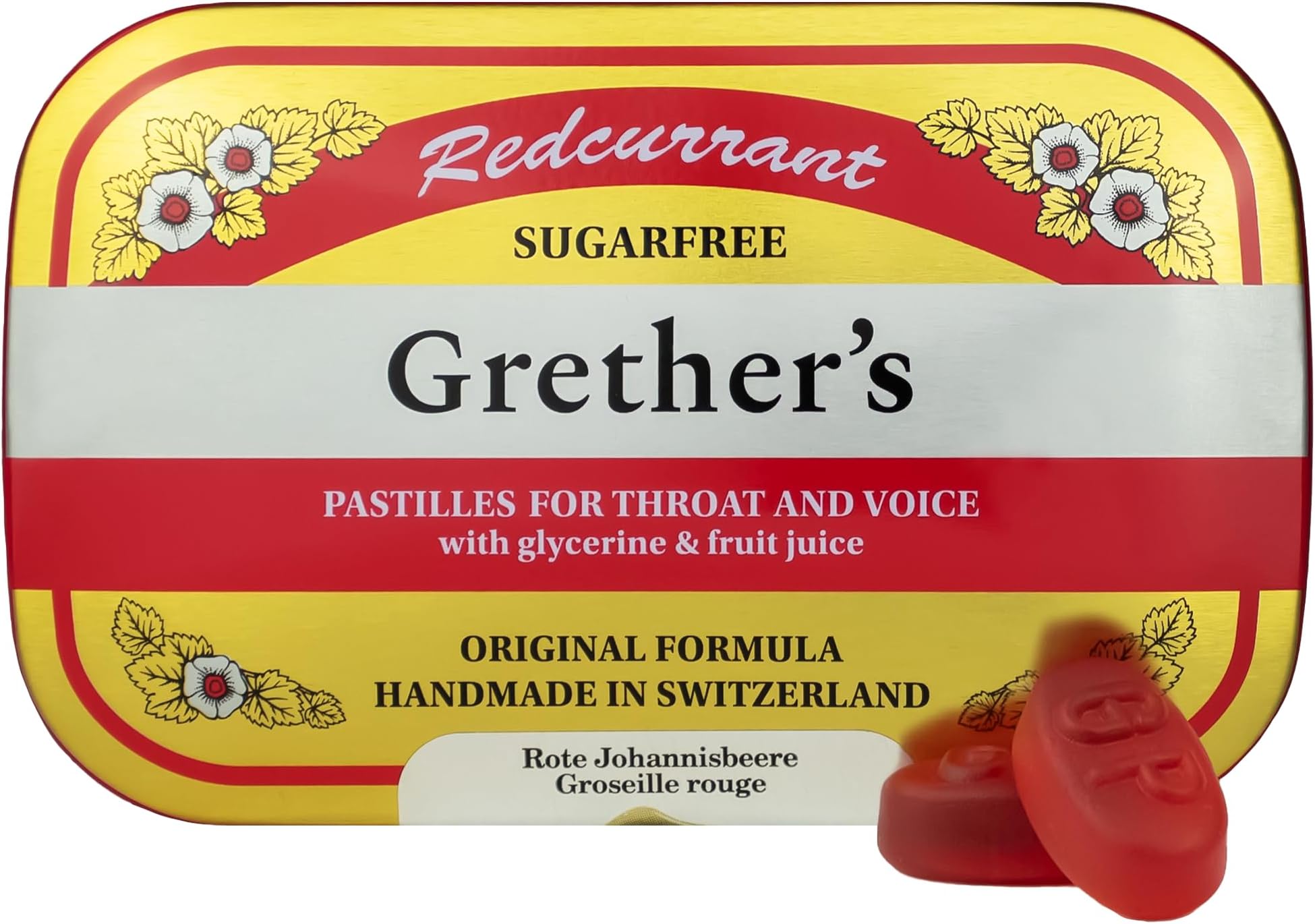 GRETHER'SSugar Free Gooseberry Tablets for Dry Mouth Relief - Calming Throat & Healthy Voice - Singers Gift - 1 Pack - 107g
