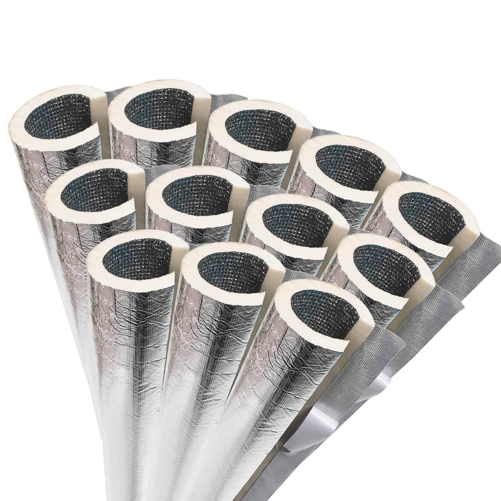Pipe Insulation Pre Slit Aluminum Foil Foam Tubing 12 Pieces Thick by 3/5" ID Insulating Foam Pipe Covers for Outdoor Winter AC Line Irrigation 7/8" 1" 1 1/4" 1 1/3" 1 1/10" Ideal for ID 1 1
