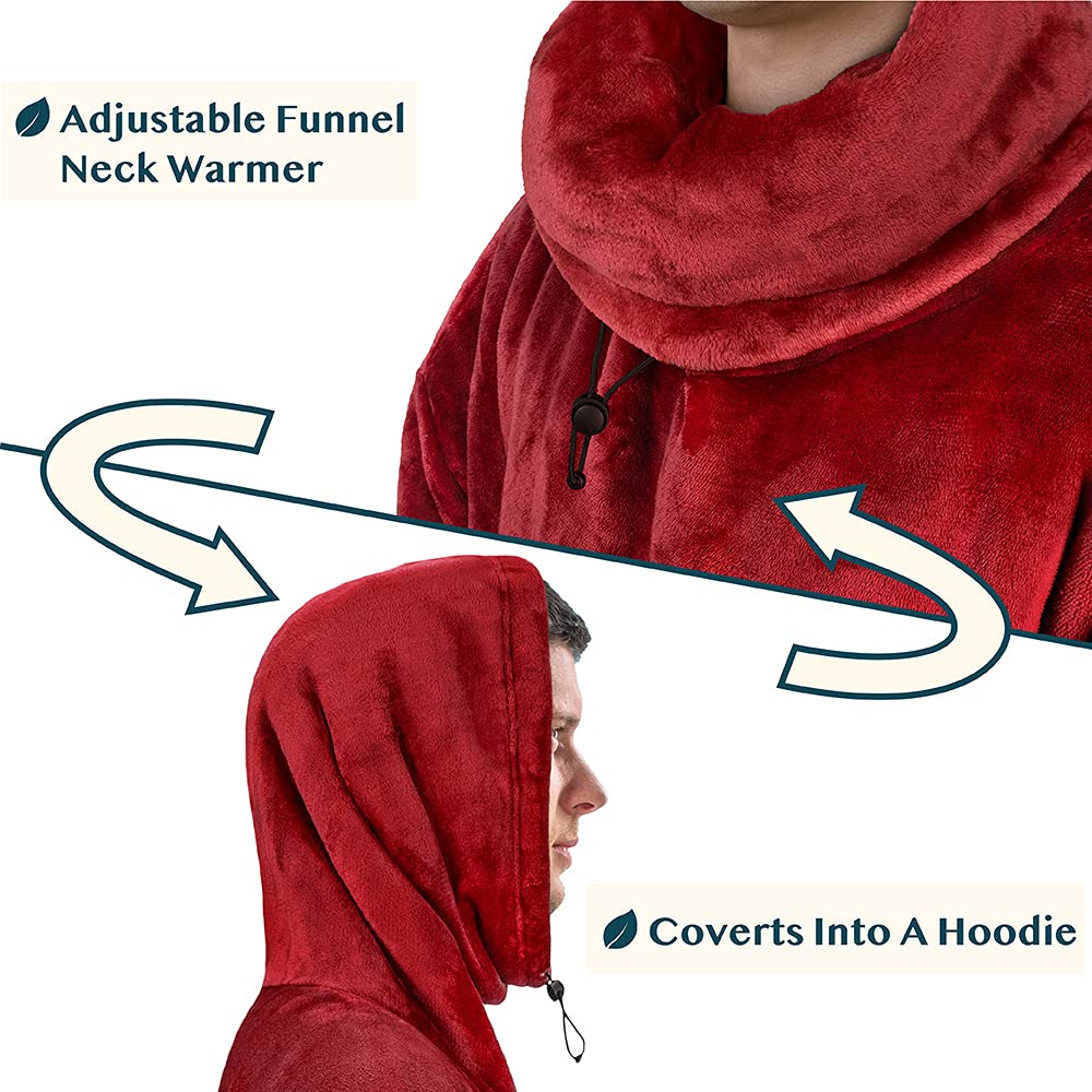 PAVILIA Poncho à capuche surdimensionné pour femme et homme, cache-cou, polaire douce pour adulte