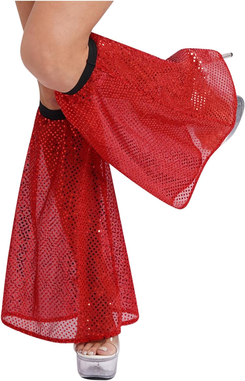 Women's 70S Disco Boot Covers 80s Sparkly Sequin Leg Warmers Costume Accessories for Party Rave Dance