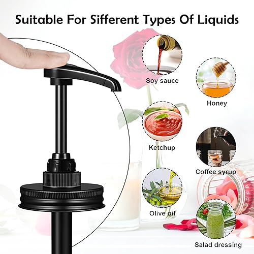 Miniatura 3 de Bombas dispensadoras de tarros Mason de miel, arce y jarabe, uso para boca regular de 2.75 pulgadas, tapa de acero inoxidable y bomba de mermelada