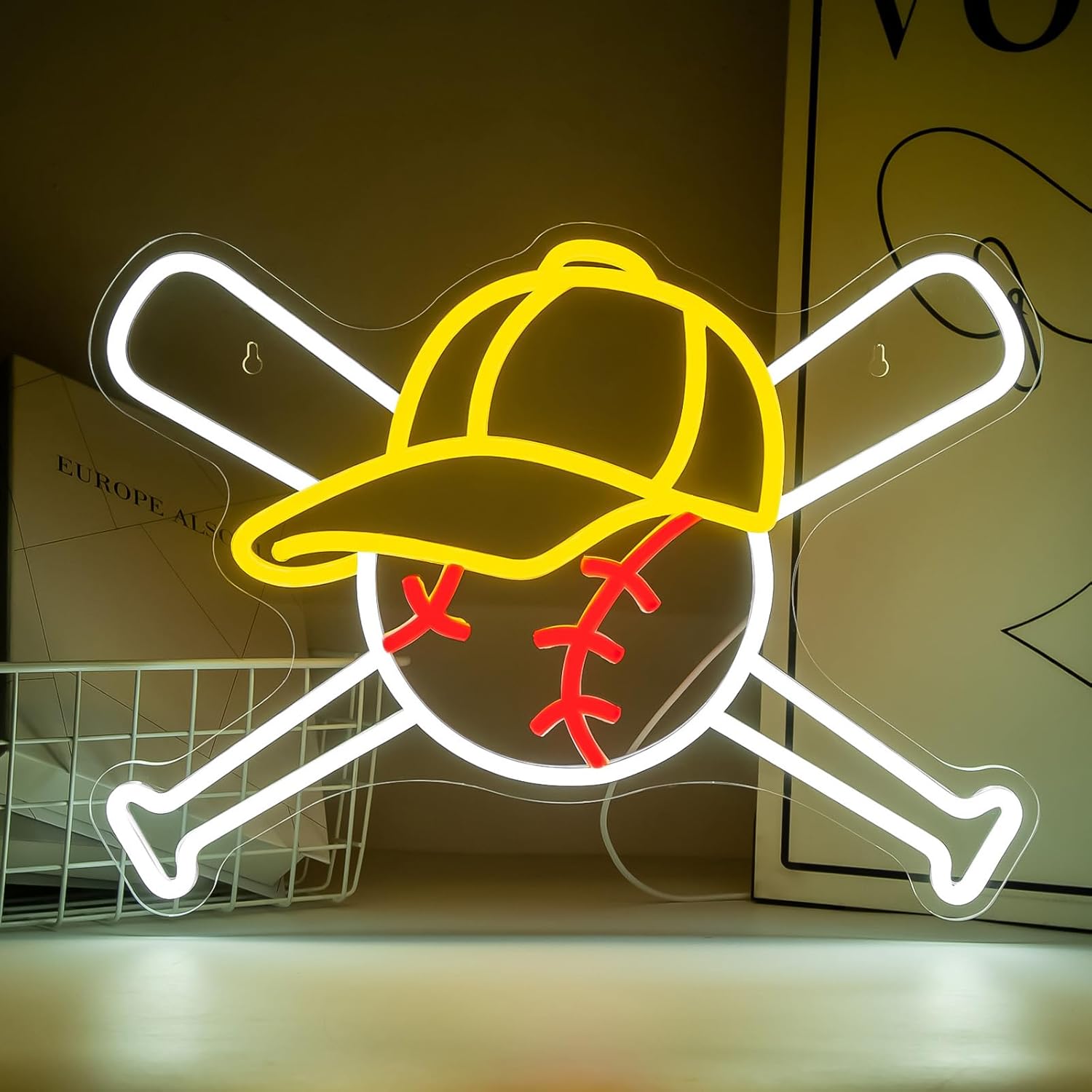 Baseball Neon Sign for Wall Decor Dimmable LED Baseball Team Neon Lights Sign for Garage, Man Cave, Bedroom, Party, Bar, Game Room Dorm and Room Decor Gifts