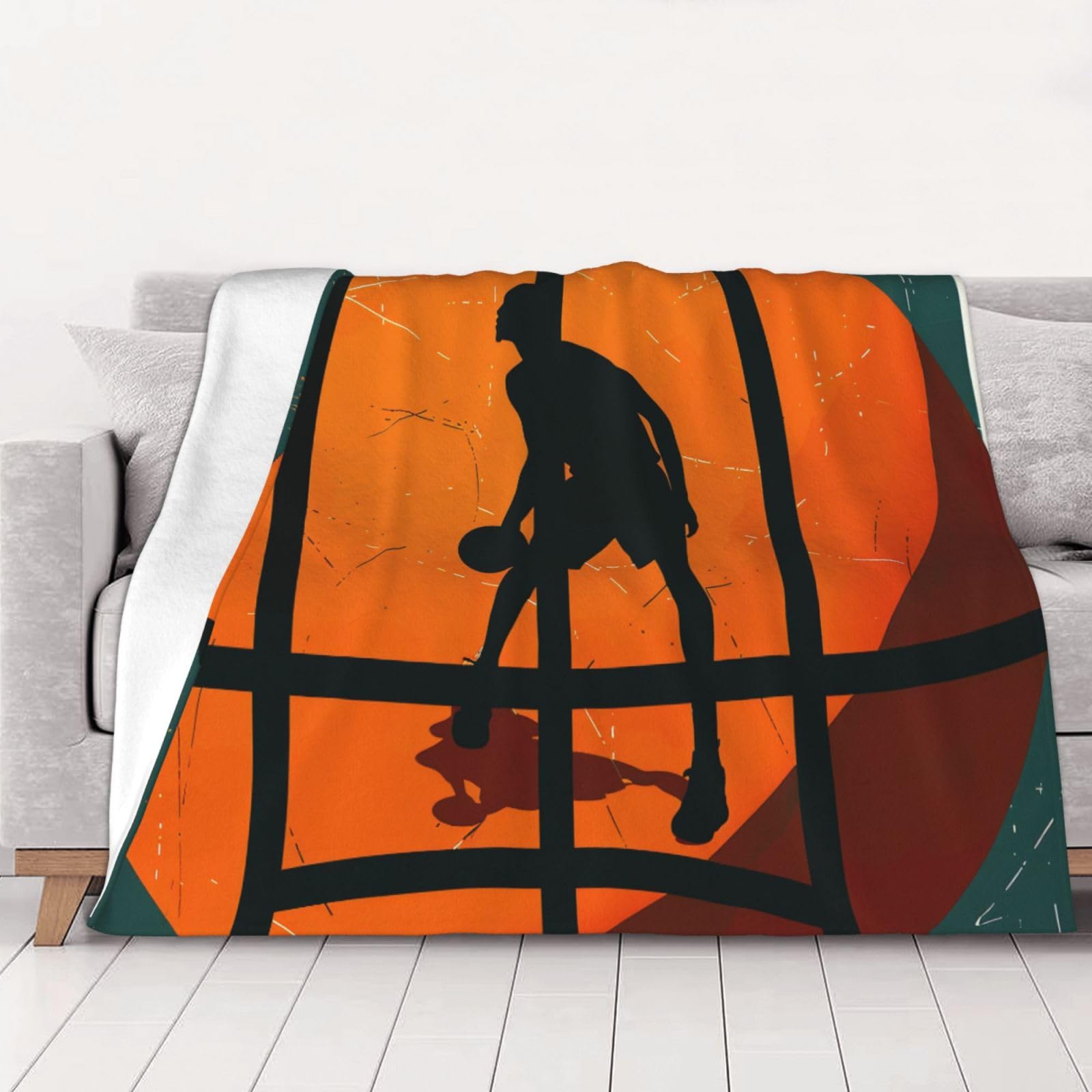 AUBKFELD Basketball Art Printed Flannel Blanket 200x150 CM, Soft & Warm Throw Blanket for Sofa/Couch/Bed/Car, Gifts for Audlts Women Men