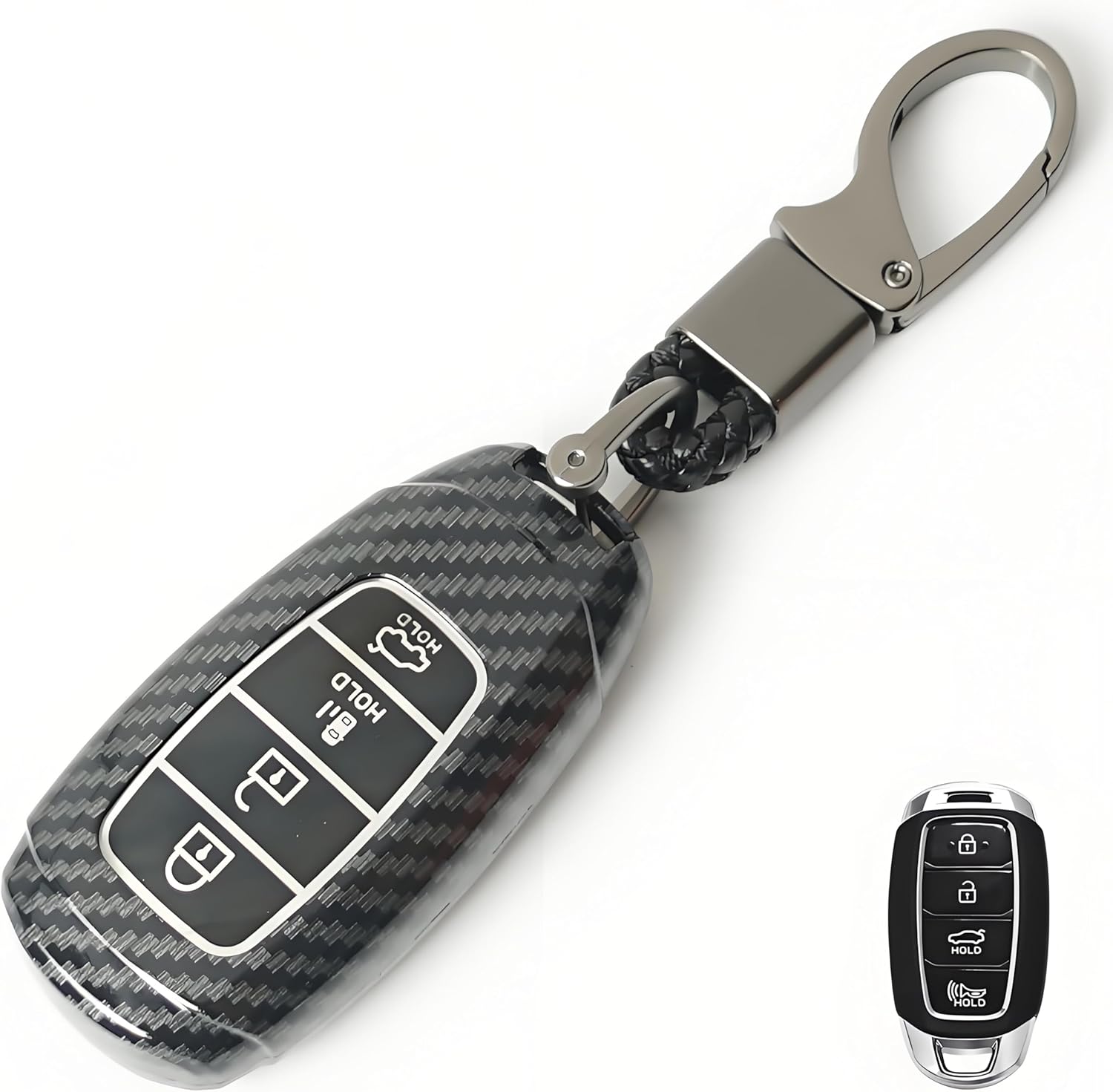 for Hyundai Key Fob Cover, Full Protection Key Fob Case for 2018-2021 2022 2023 Hyundai Santa Fe Kona Venue Palisade Veloster Elantra Accent with Keychain (4 Button)