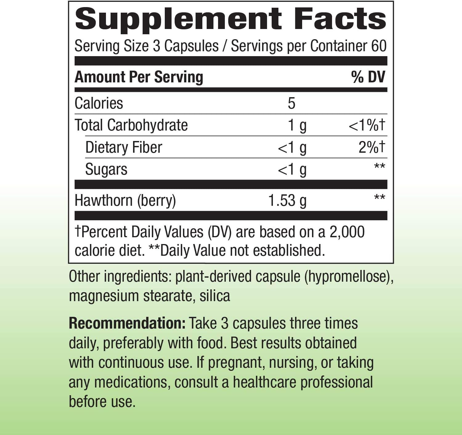 Nature's Way Premium Herbal Hawthorn Berries 1530 mg per Serving 180 Vcaps Contains Hawthorn (berry); Plant-Derived Capsule (Hypromellose); Magnesium Stearate; Silica For Cardiovascular Support : Health & Household