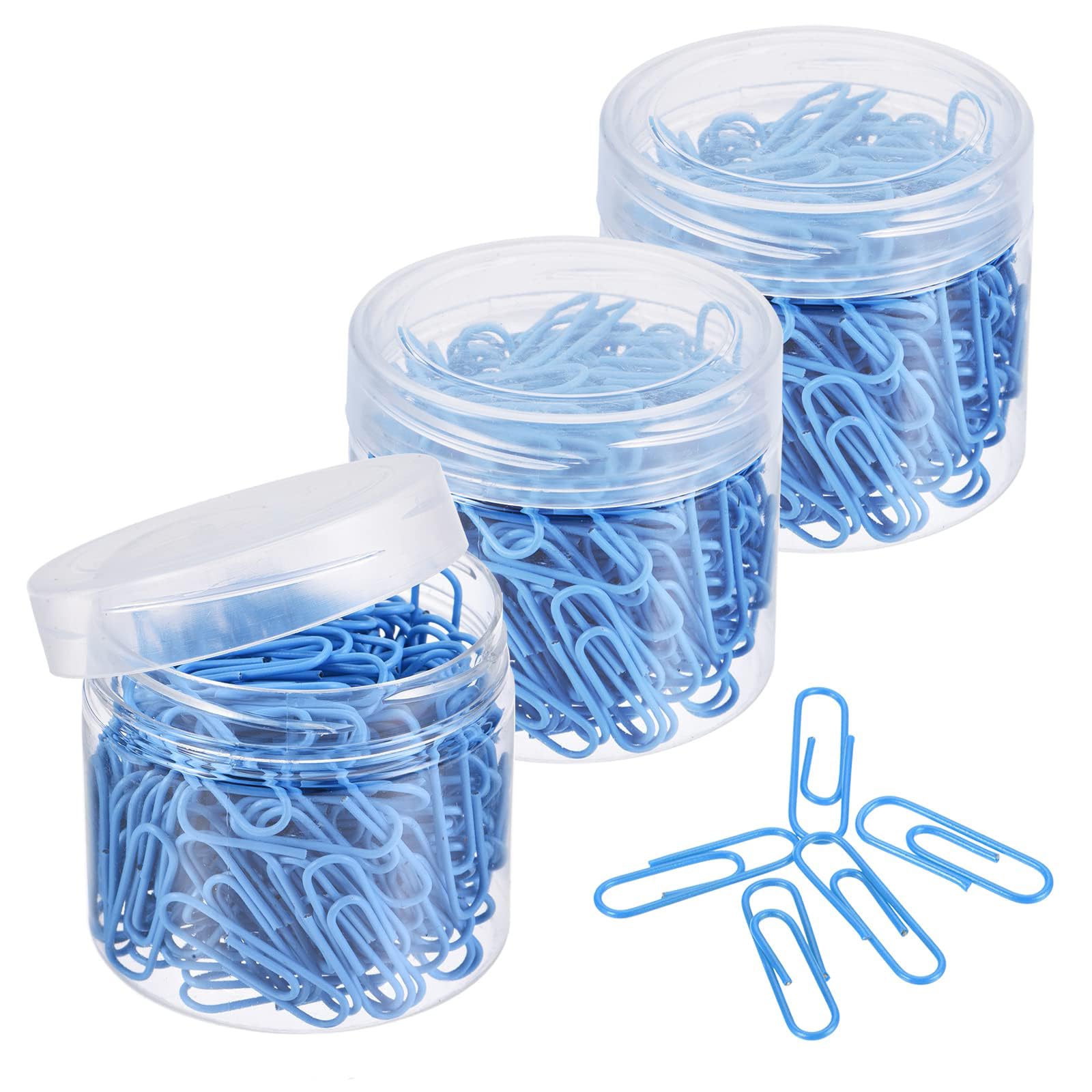 TA-VIGOR 600Pcs Paper Clips Small Size, 28mm Durable and Rustproof Paper Clip, Vinyl Coated to Prevent Tearing Pages with Box for Organize Office Home, Blue