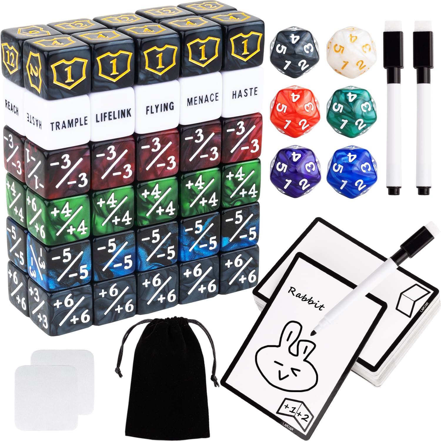118 Pieces MTG Dice Counters Set with MTG Dry Erase Blank Cards Reusable Proxy
