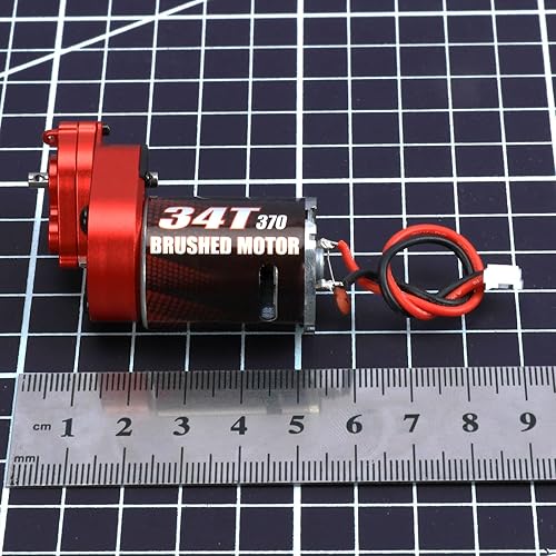 Miniatura 7 de RCAWD Cepillo de carbono mejorado con motor cepillado 370 34T (vuelta) caja de engranajes centrales, juego de transmisión ensamblado para 124 Axial