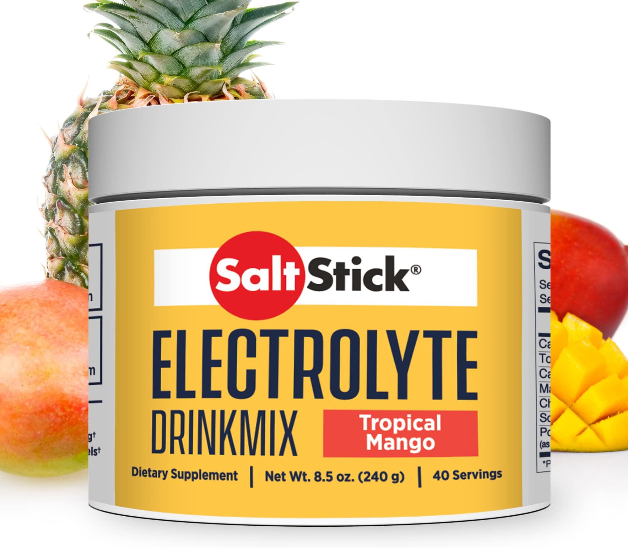 SaltStick DrinkMix Electrolyte Powder Sugar Free | Zero Sugar Electrolyte Drink Mix for Hydration | No Artificial Sweeteners | Tropical Mango | 40 Servings