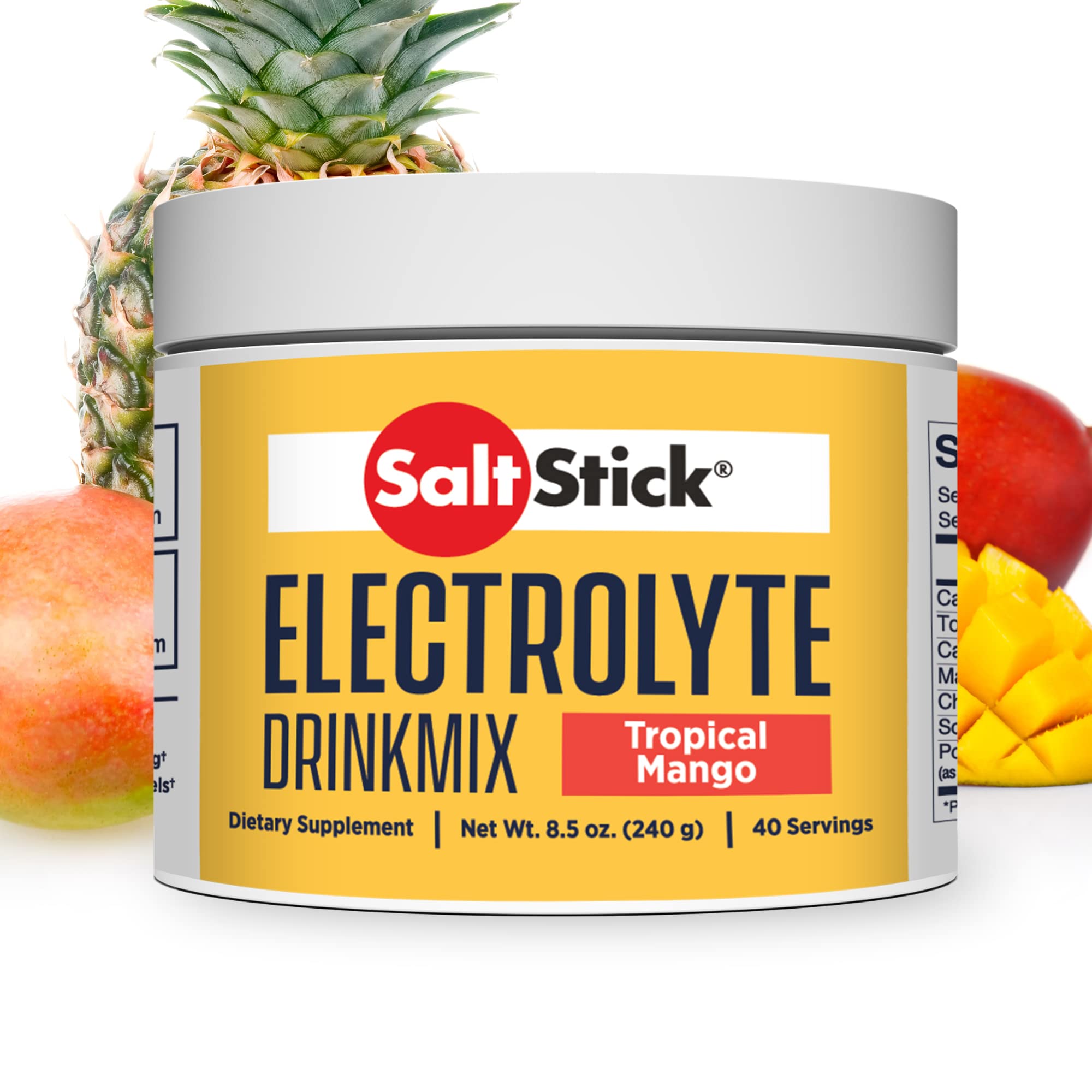 SaltStick DrinkMix Electrolyte Powder Sugar Free | Zero Sugar Electrolyte Drink Mix for Hydration | No Artificial Sweeteners | Tropical Mango | 40 Servings