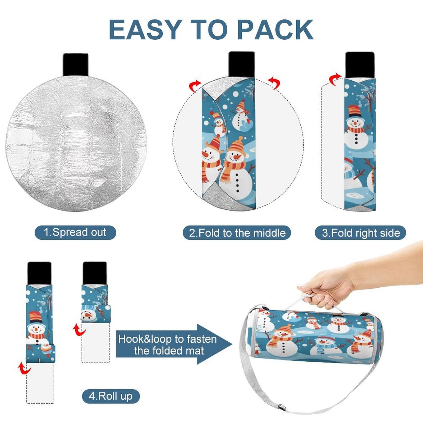 Mantas redondas plegables y ligeras para pícnic, diseño de muñeco de nieve, para playa, impermeables, para exteriores, para primavera, verano, camping, parque, viajes, hierba