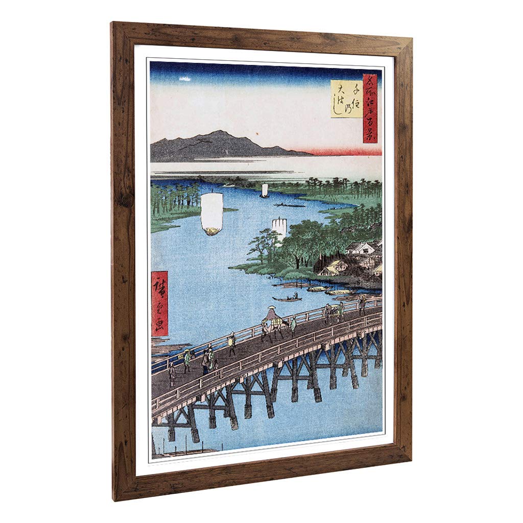 Big Box Art Framed Print of Hiroshige Japanese Oriental (33) Design | Wall Art Picture | Home Decor for Kitchen, Living Room, Bedroom, Hallway, Walnut, A2 / 24.5x18 Inch / 62x45cm