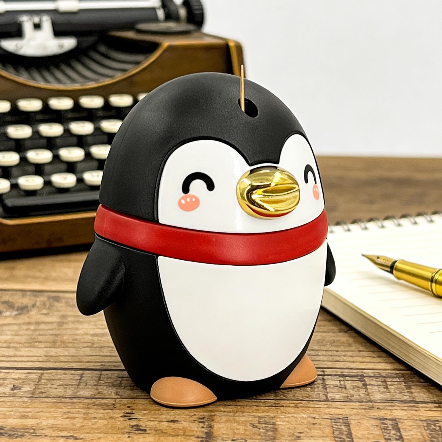 Push-Type Toothpick Dispenser – Penguin Toothpick Holder, Fun and Playful Design for Easy Availability During Meals, Parties, or Frequent Use（Black） image 5