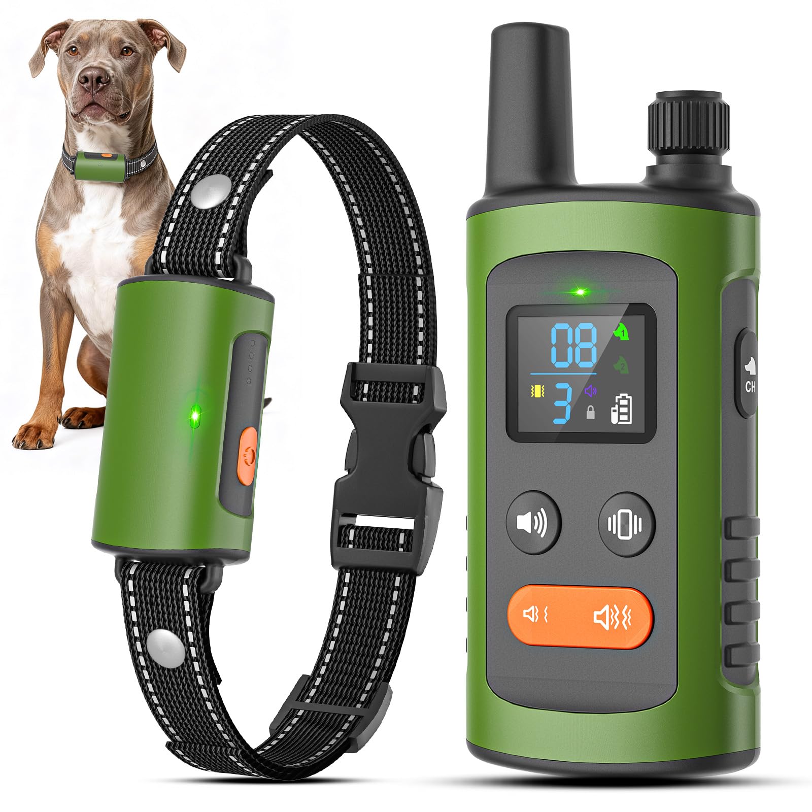 Collar de Adiestramiento para Perros, Collars Antiladridos Conforme Nueva Ley Española de Bienestar Animal Control Manual 3200 Ft, Agua IPX7, Sonido/Vibración/Sonido+Vibración