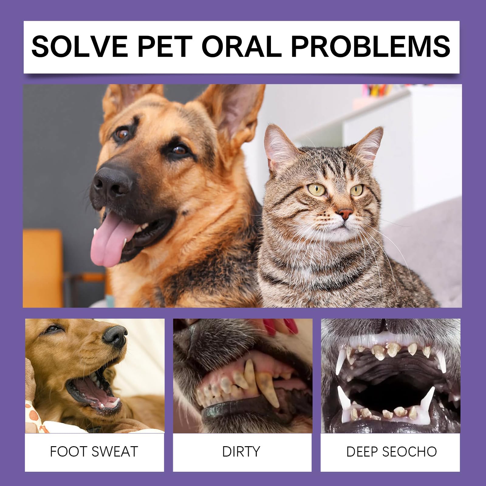 2PCS Pet Oral Repair Gel,Gel De Réparation Buccale pour Animaux De Compagnie,Rafraîchisseur D'haleine pour Chien Et Chat,Réparation Dentaire pour Animaux Compagnie,Élimine La Mauvaise Haleine