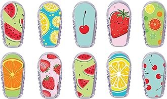 Glucomart Adhesive Transmitter Stickers for Dexcom G6 (10 Count) – Pair with Glucomart CGM Patches, Waterproof & Durable (Fruits Variety Pack) (G6 Stickers)