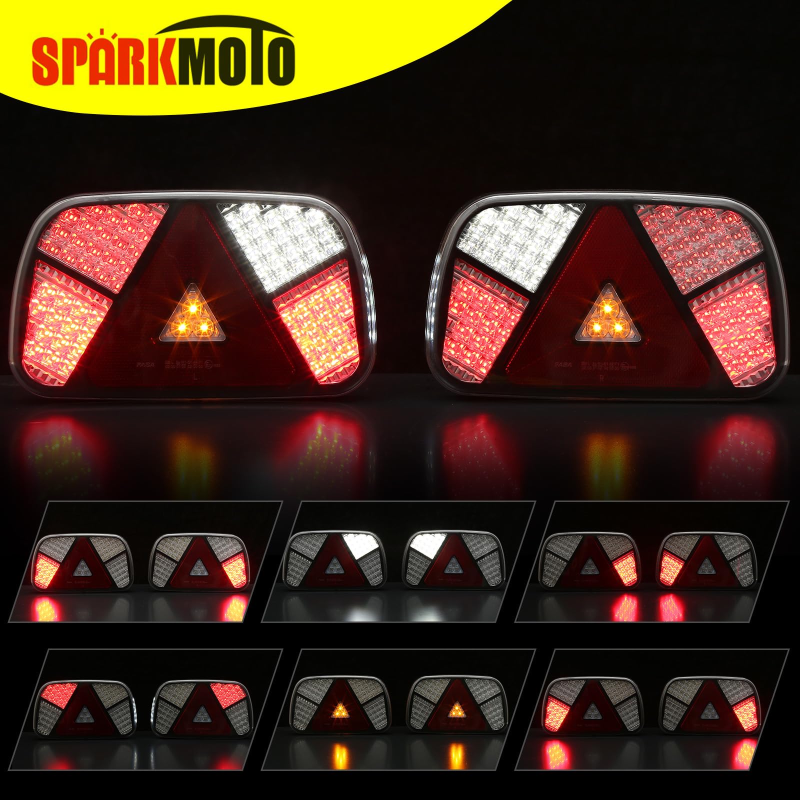 Kit Pilotos Traseros Remolque LED 13 Pines,12V Luces LED Remolque Con Cable 5 m y Enchufe 13 Pines & Conector Bayoneta 6 Pines,Luz Trasera Remolque Homologados