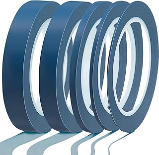 Xuniea 5 Rolls of Vinyl Tape Masking Tape Automotive Car Auto Paint for Curves, High Temperature Vinyl Low Tack(Navy,1/16, 1/8,1/4, 1/2, 3/4 Inch)