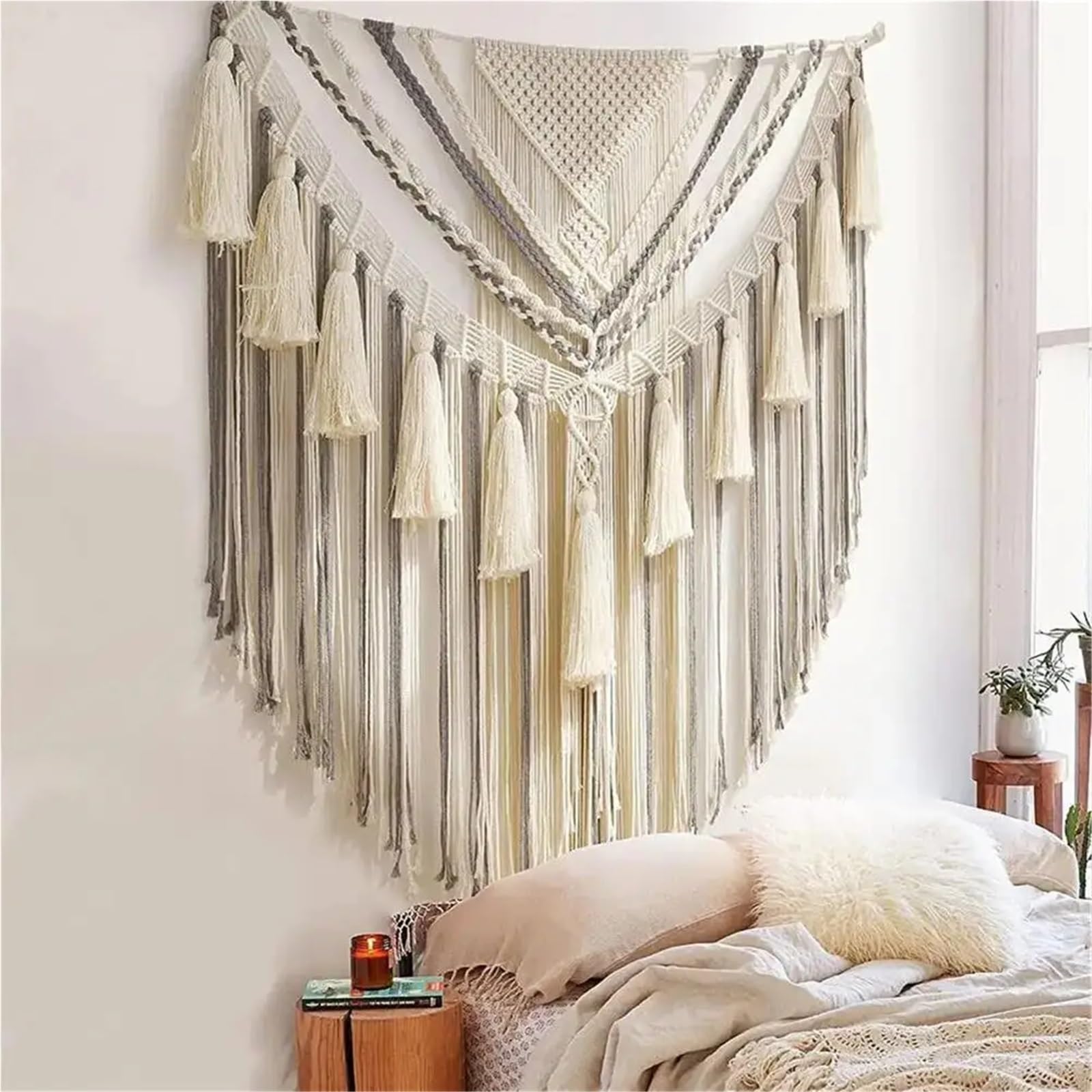 SDIUAKBV Arazzo da Parete con Nappa Arazzo da parete grande 140x120 cm con nappa in macramè, arazzo, tenda for finestra e porta, decorazione for la casa