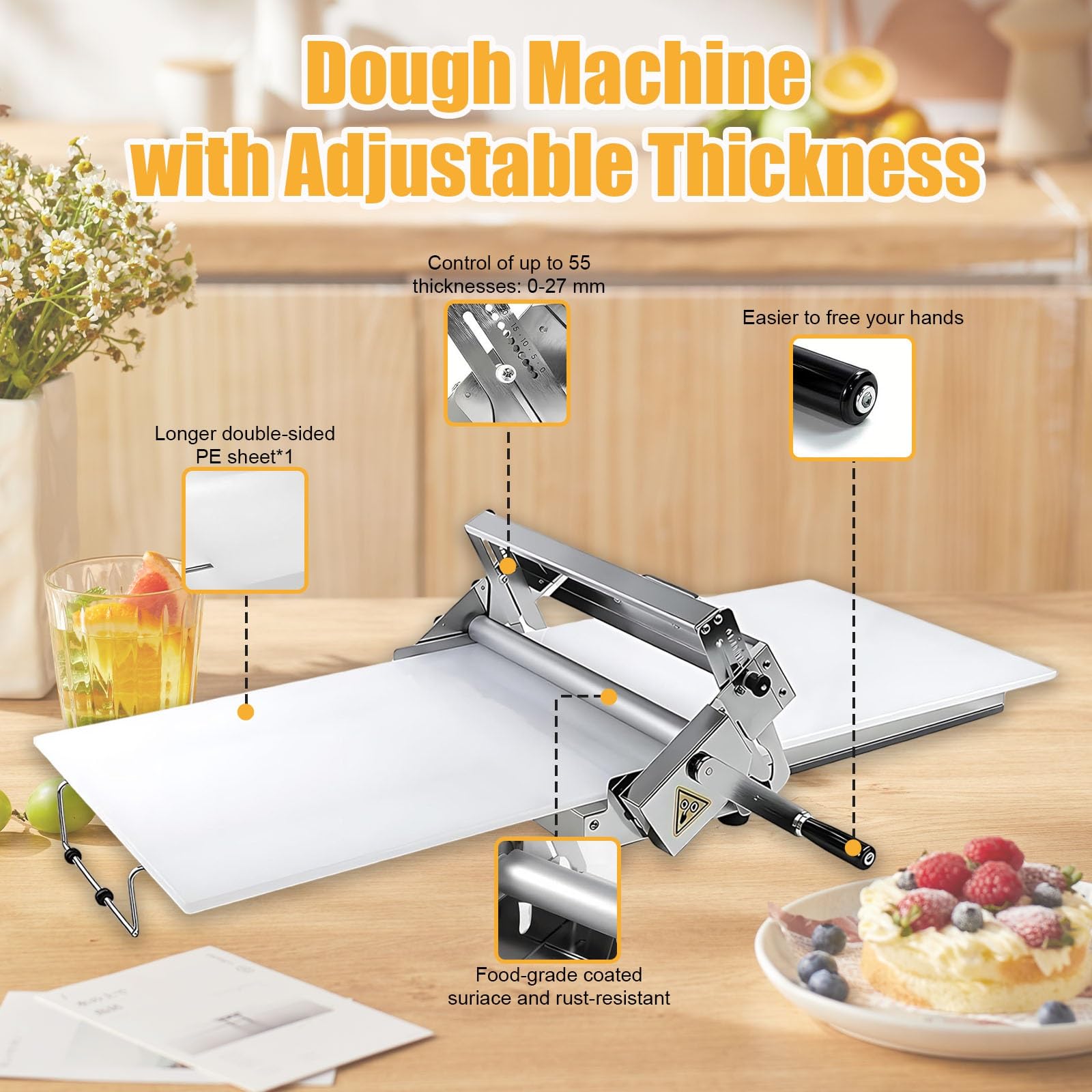 Wałek do Ciasta Laminator do Ciasta Wałek Cukierniczy Składany Wałek do Ciasta Regulowany Do Pizza Croissant Wypieki(Home-Use32.7x18.9in)
