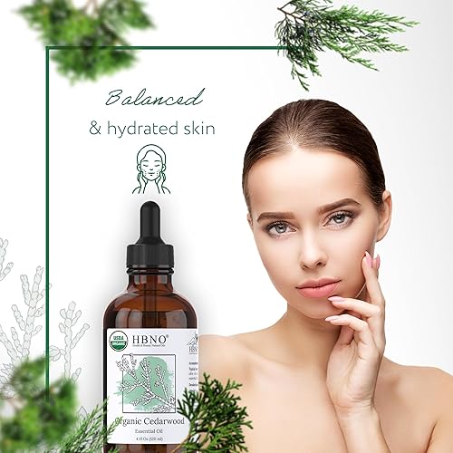 Miniatura 5 de HBNO Aceite Esencial de Cedro Orgánico - Enorme Tamaño de 4 oz (120ml) - Aceite Esencial de Cedro Orgánico Certificado por USDA para Aromaterapia,
