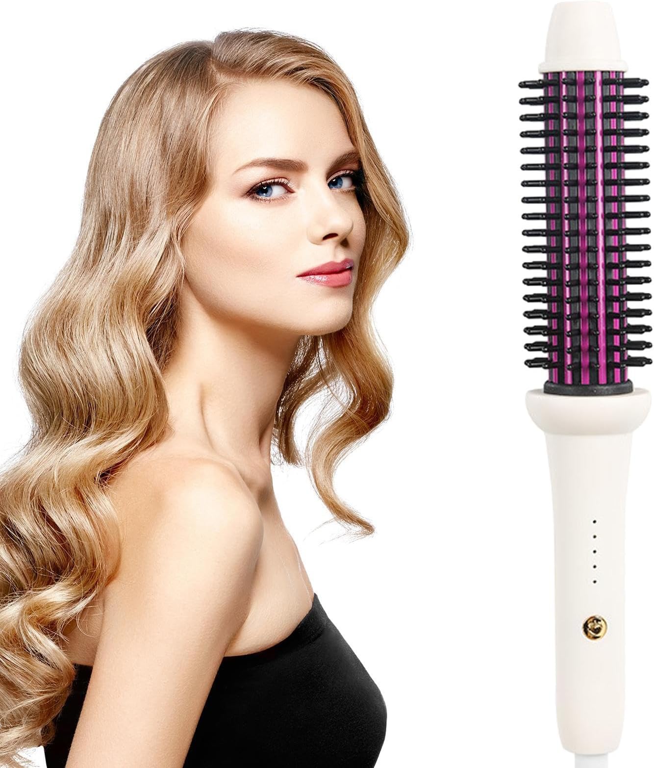 Rotating Curling Iron Brush, Ceramic Hair Curling Brush
