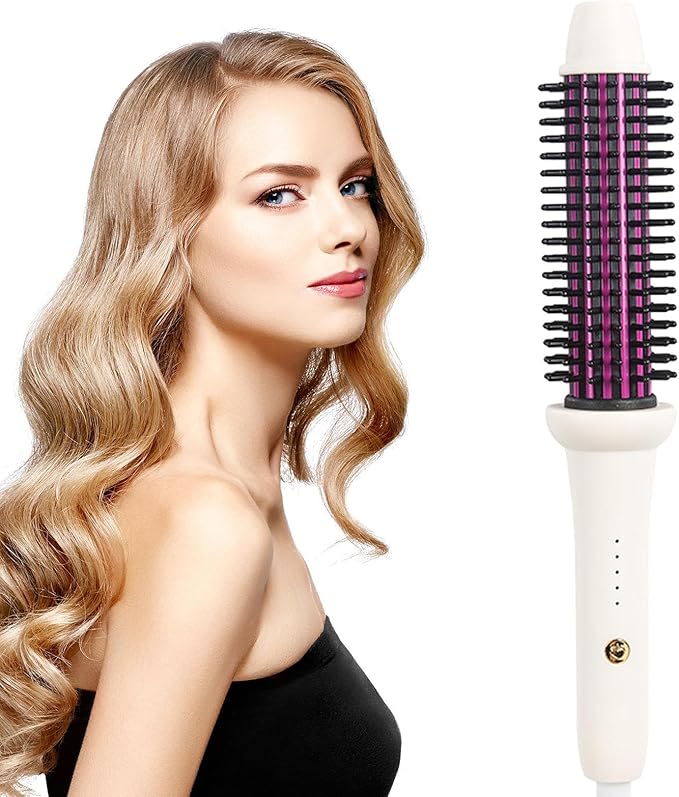 Rotating Curling Iron Brush, Ceramic Hair Curling Brush