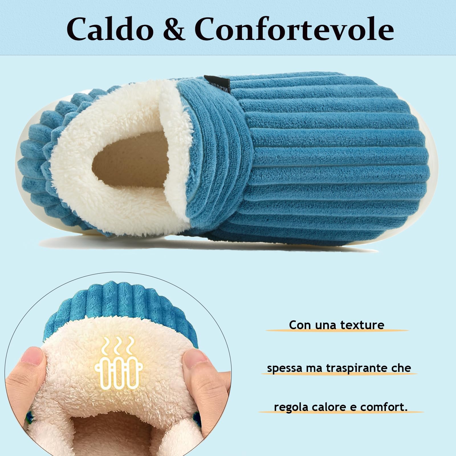 Coswind Pantofole Donna Uomo Invernali Ciabatte Calde Chiuse Peluche with Memory Foam Pelose Eleganti Comode Morbide Antiscivolo