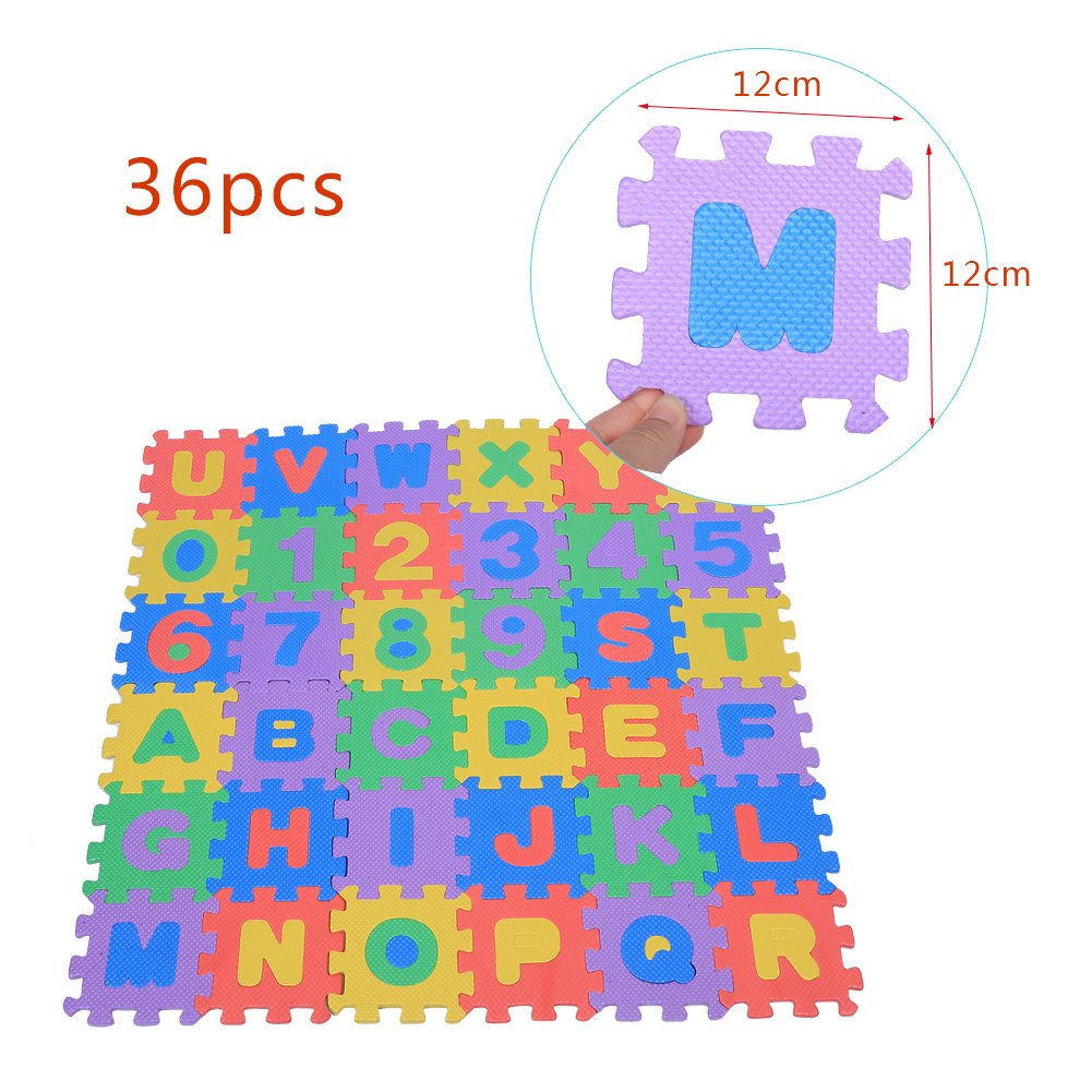 Tappeto Puzzle Per Bambini,Tappetino Da Gioco Per Bambini Puzzle In Schiuma, 36 Pezzi Tappeto Da Gioco In Schiuma Eva Morbida Piastrelle Per Pavimenti Multicolore Per Bambini Numeri E Lettere Neonati