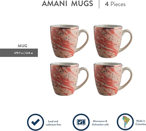 Miniatura 3 de Corona - Juego de 4 tazas  Legacy 108 oz -319cc  Cerámica  Multicolor azul salmón mostaza gris