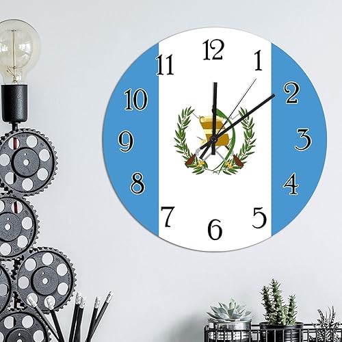 Miniatura 3 de Reloj de pared decorativo de madera de Guatemala con bandera de Guatemala, reloj decorativo retro para el hogar, bandera nacional, recuerdo de país,