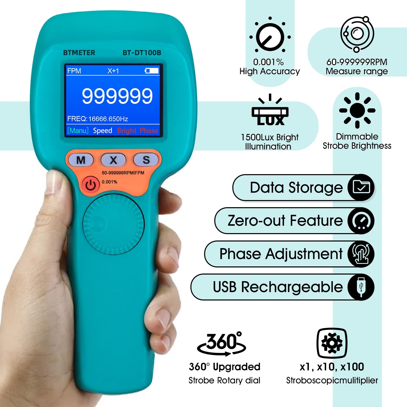 Snapklik.com : BTMETER Stroboscope Strobe Light Tachometer Non Contact ...
