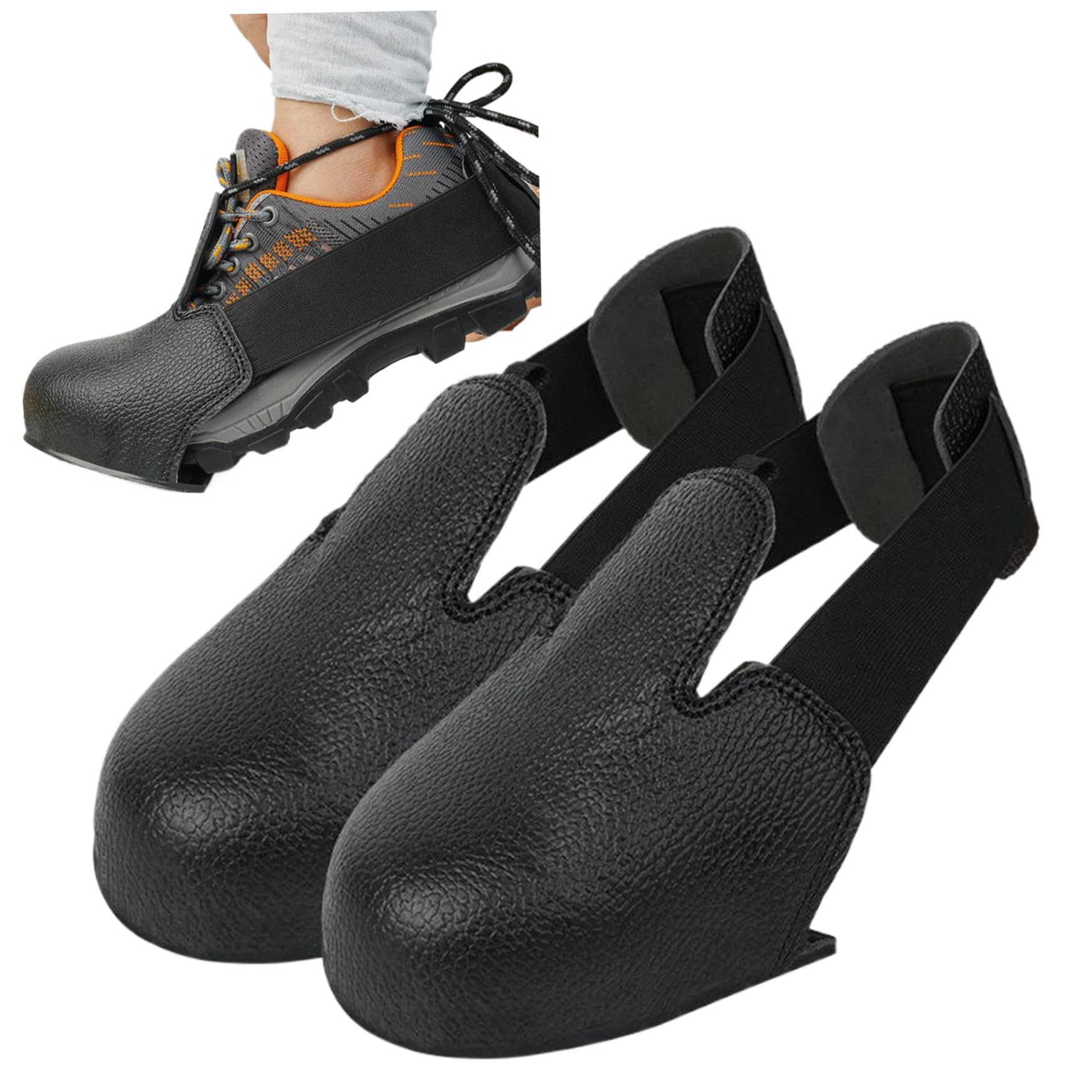 1 par de inserciones de punta de acero para zapatos, anti-smash superpone insertos de los dedos de acero con correa elástica para y metatarsal, cubiertas de zapatos de seguridad para botas de segurid