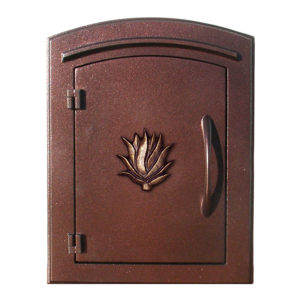Manchester NON-LOCKING Column Mount Mailbox with"Decorative AGAVE Logo" in Antique Copper