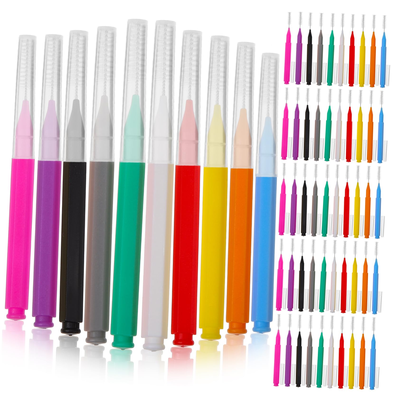 3 Series Cepillo Interdental Oral Cepillo De Interespacial Pincel Tripe Journey Cepillos De Hilo Cepillo De Limpieza De Pestañas Páginas 100 Piezas*3