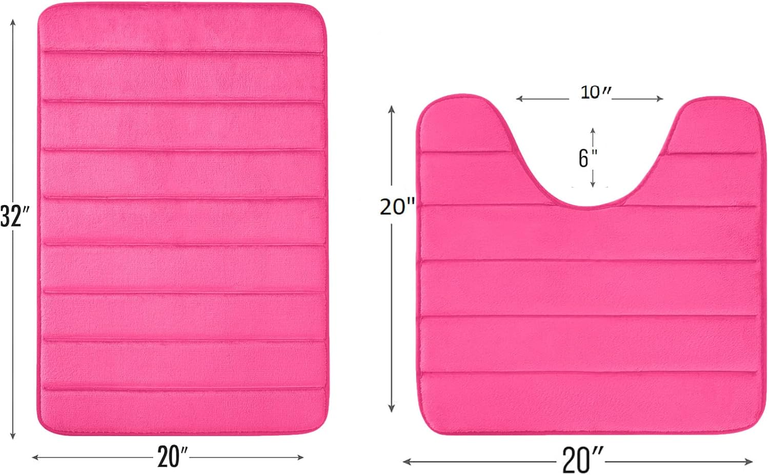 Yafa Home Fashion 2pc Bath Rug Set, Memory Foam; Water Absorbent & Non-Slip Bathmats(Fuchsia)